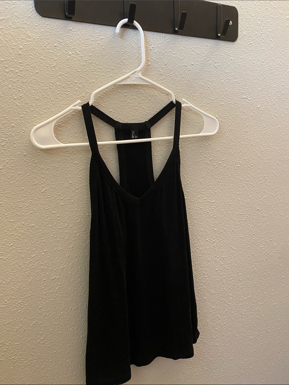 Women's Black Ribbed Racerback Tank Top
